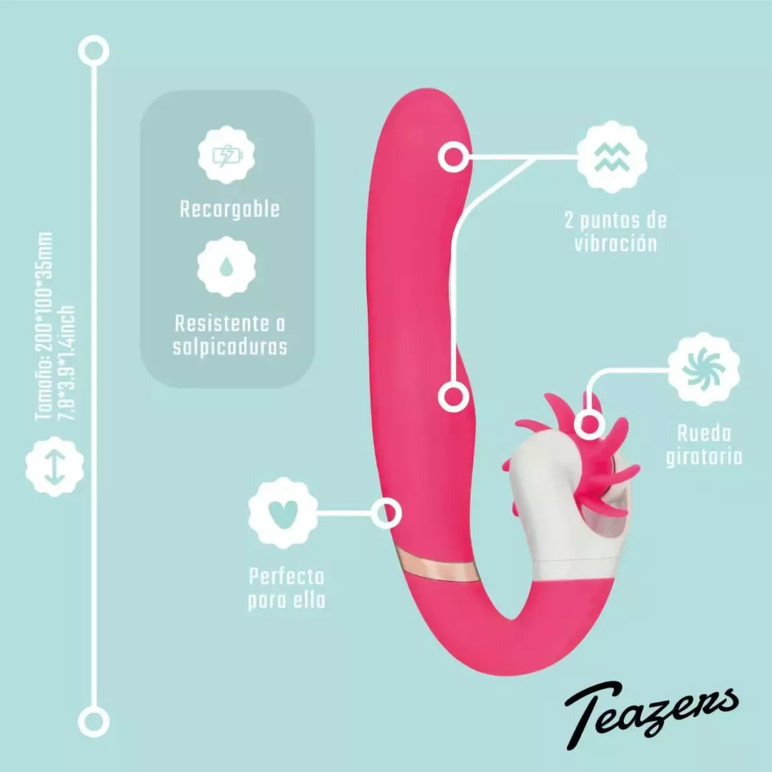 EasyToys Dave silikoninis įkraunamas vibruojantis prietaisas su dvigubu varikliu, rožinis