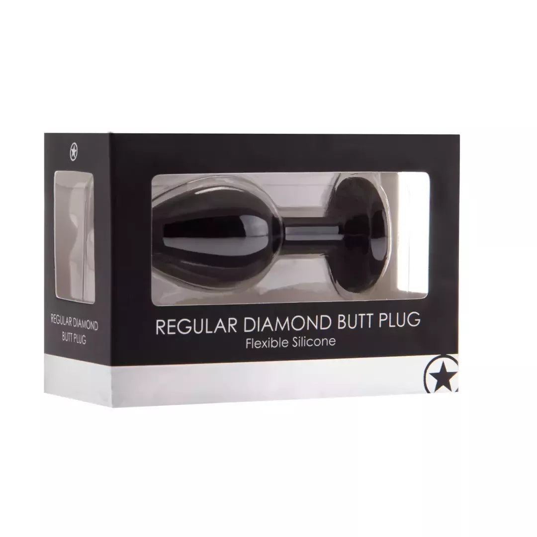 EasyToys Diamond Silicone Plug Regular – elegantiškas analinis aksesuaras, juodas