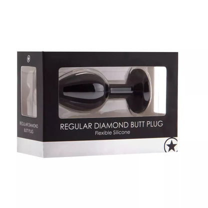 EasyToys Diamond Silicone Plug Regular – elegantiškas analinis aksesuaras, juodas