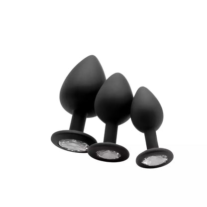 EasyToys Diamond Silicone Plug Regular – elegantiškas analinis aksesuaras, juodas