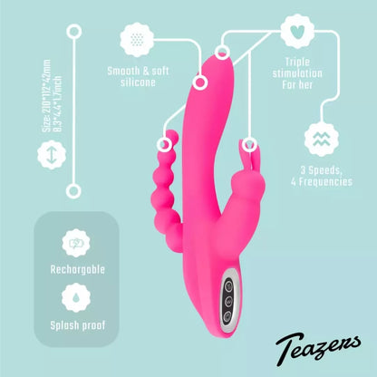 EasyToys Double Rabbit Intimate Massager vandeniui atsparus 21 cm rožinis USB