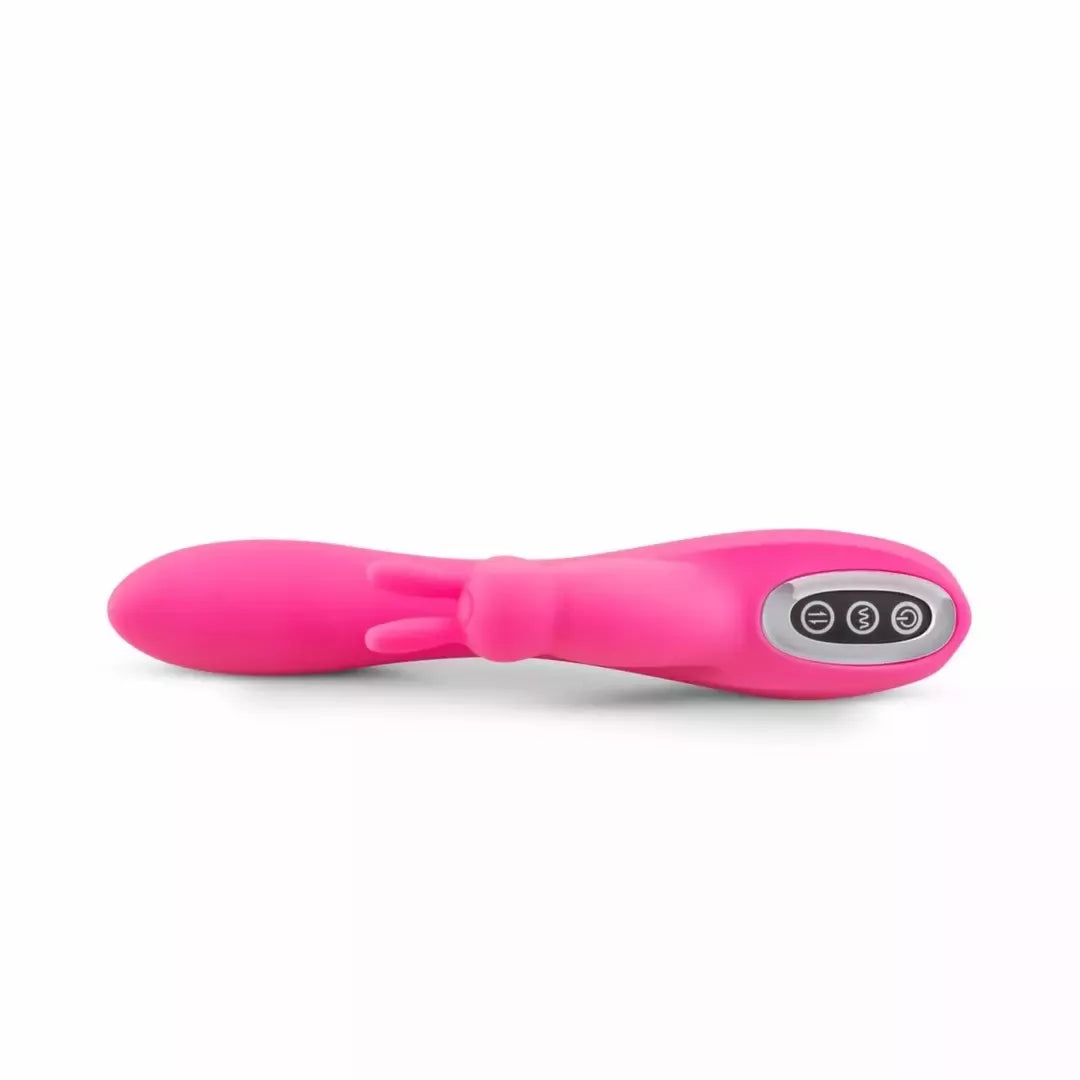 EasyToys Double Rabbit Intimate Massager vandeniui atsparus 21 cm rožinis USB