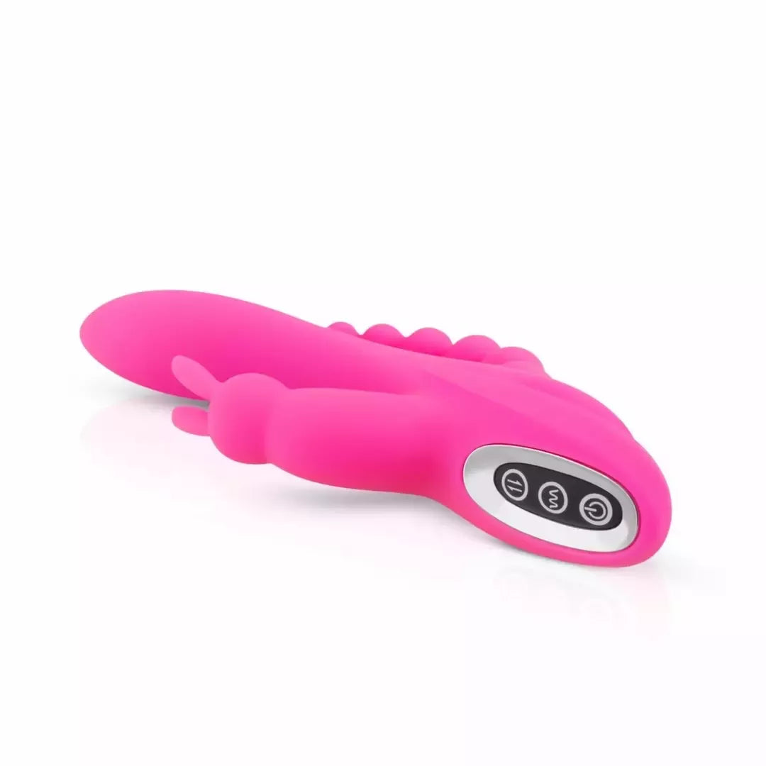 EasyToys Double Rabbit Intimate Massager vandeniui atsparus 21 cm rožinis USB