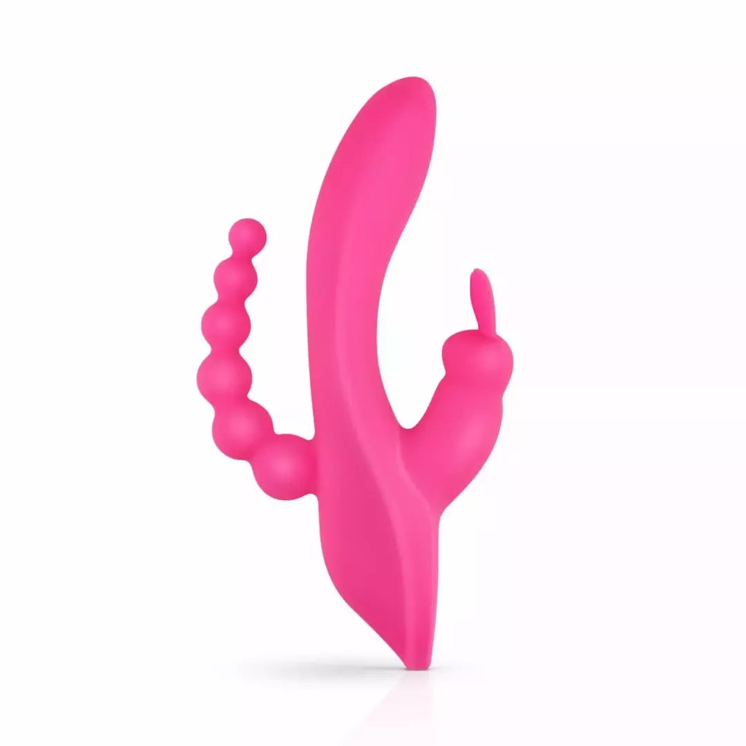 EasyToys Double Rabbit Intimate Massager vandeniui atsparus 21 cm rožinis USB