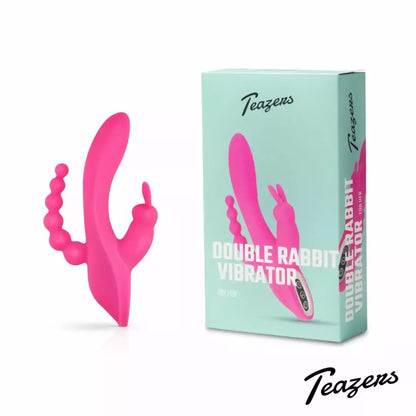EasyToys Double Rabbit Intimate Massager vandeniui atsparus 21 cm rožinis USB