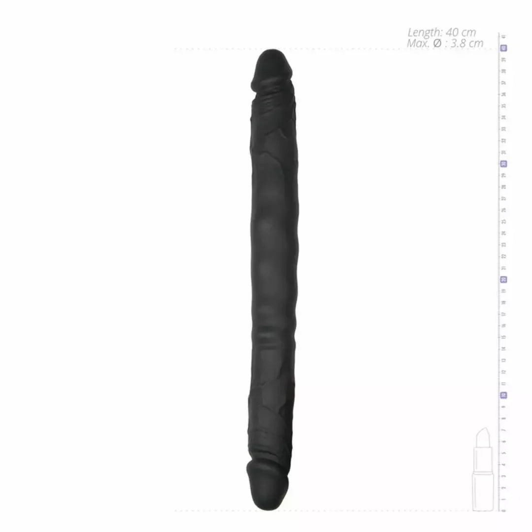 EasyToys dvipusis lankstus silikoninis intymus prietaisas, 44 cm, juodas