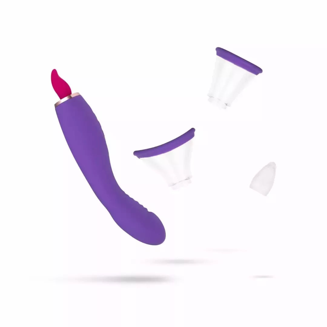 EasyToys intymio vakuumo sistema ir dvipusis vibratorius, violetinis, USB