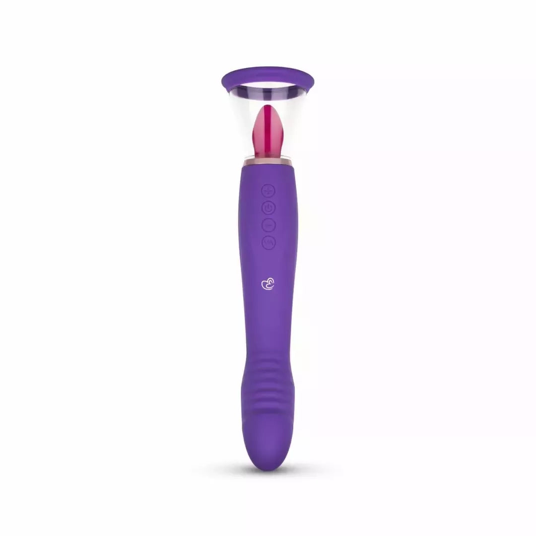 EasyToys intymio vakuumo sistema ir dvipusis vibratorius, violetinis, USB