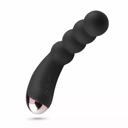 EasyToys juodas lenktas rumbuotas silikoninis intymus masažuoklis, 10 režimų