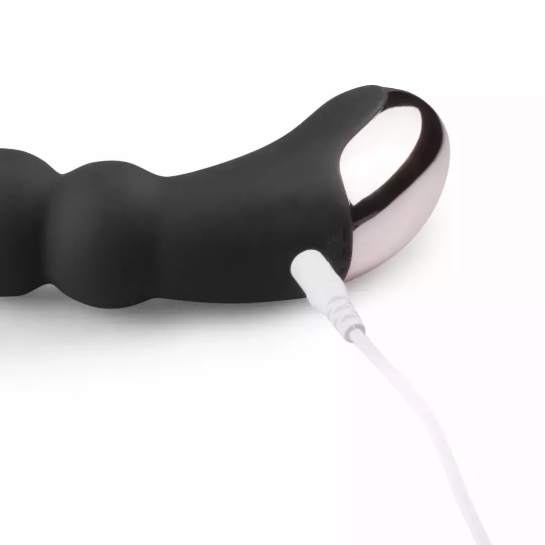 EasyToys juodas lenktas rumbuotas silikoninis intymus masažuoklis, 10 režimų