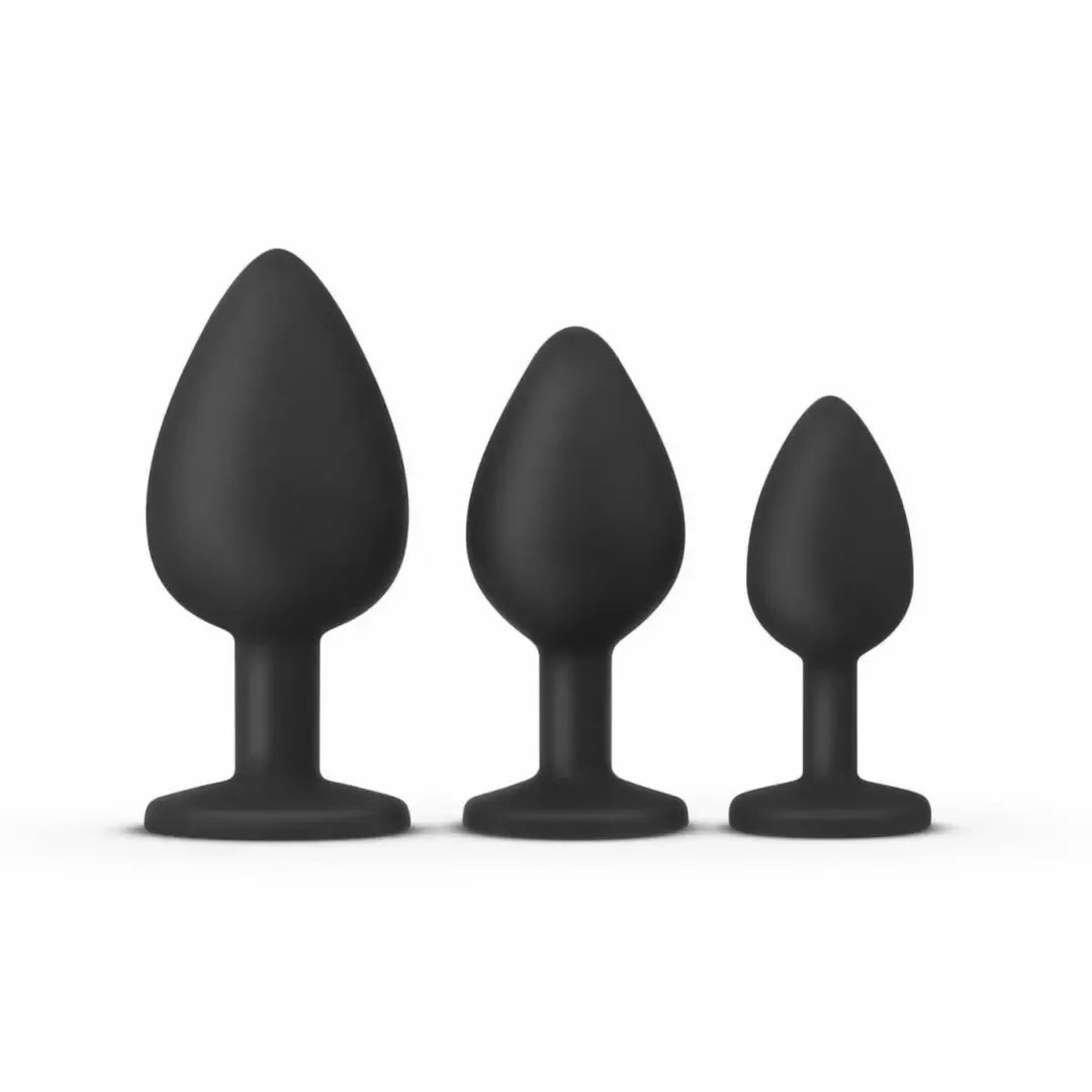 EasyToys lankstaus silikono analinių kamščių rinkinys, 3 dydžiai, juodas 8719934001787