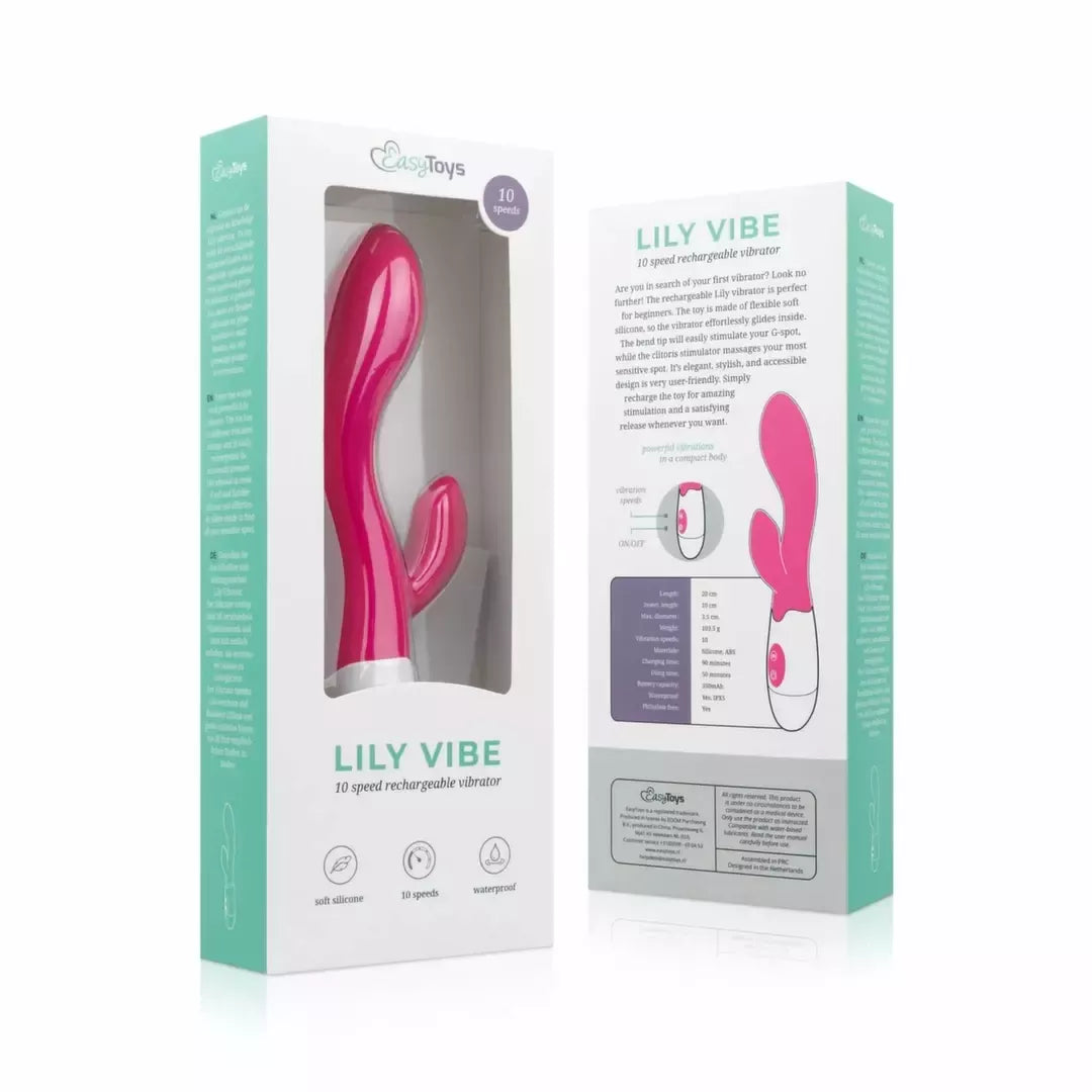 Easytoys Lily 2.0 įkraunamas dvigubo poveikio vibratorius, rožinis
