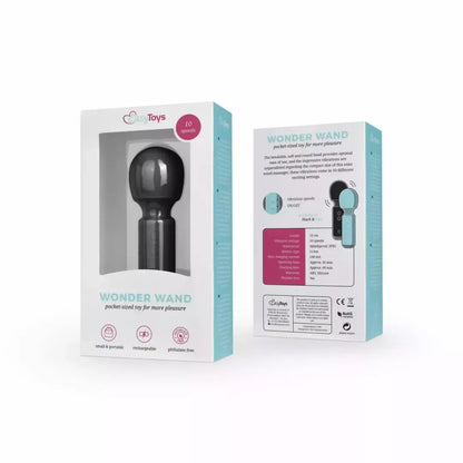 EasyToys Mini Vibe Wand Massager Black – Kompaktiškas įkraunamas modelis