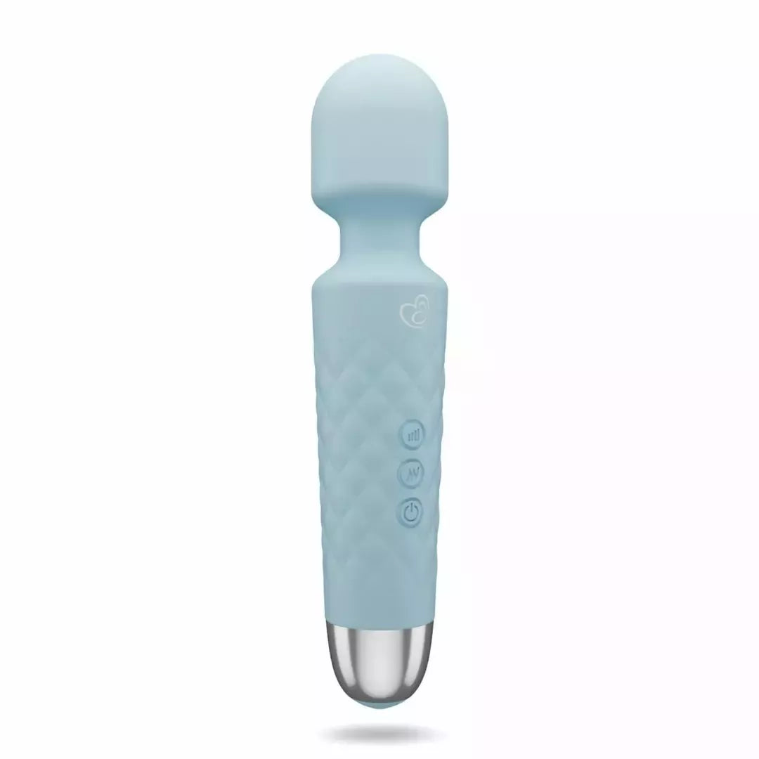 EasyToys Mini Wand Vibrator Blue – 18 režimų, USB įkraunamas, silikoninis