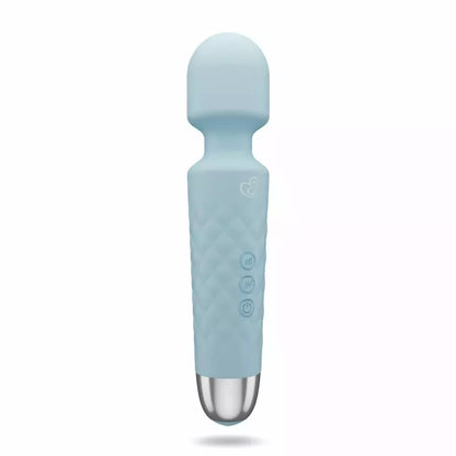 EasyToys Mini Wand Vibrator Blue – 18 režimų, USB įkraunamas, silikoninis