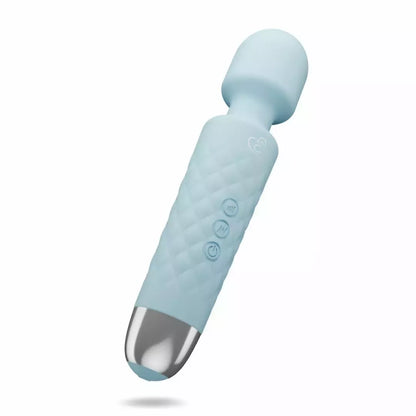EasyToys Mini Wand Vibrator Blue – 18 režimų, USB įkraunamas, silikoninis