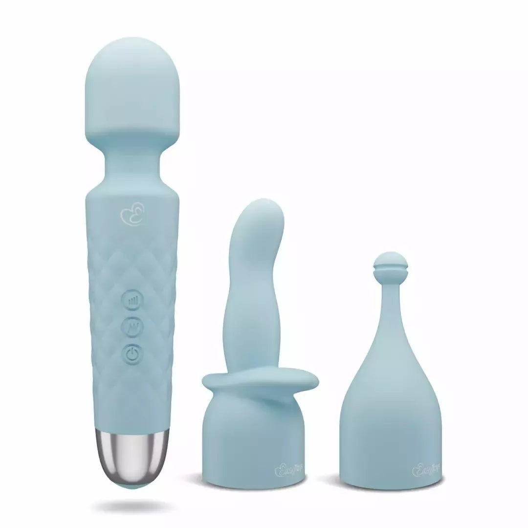 EasyToys Mini Wand Vibrator Blue – 18 režimų, USB įkraunamas, silikoninis