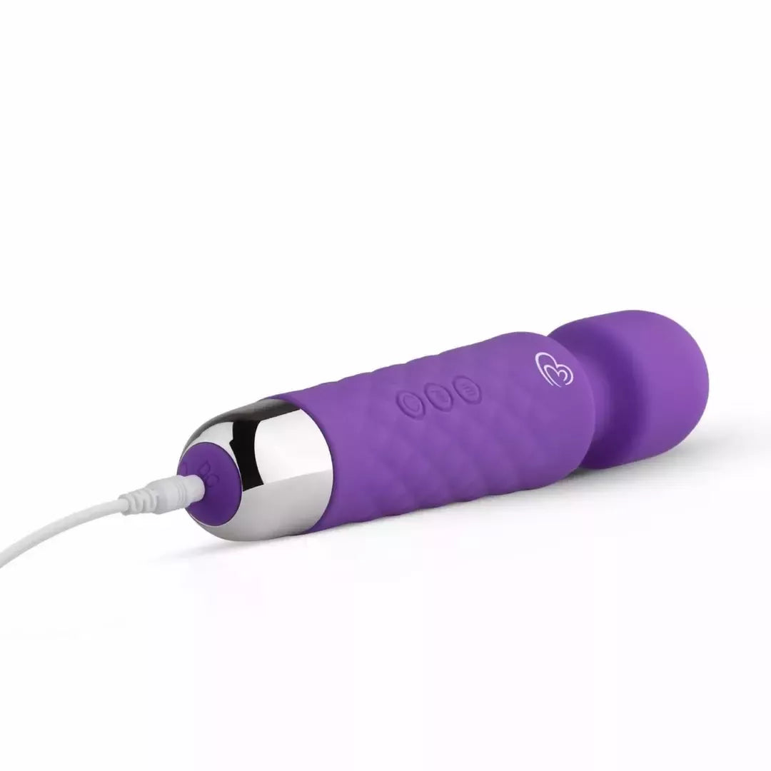 EasyToys Mini Wand Vibrator Purple – kompaktiškas įkraunamas masažuoklis