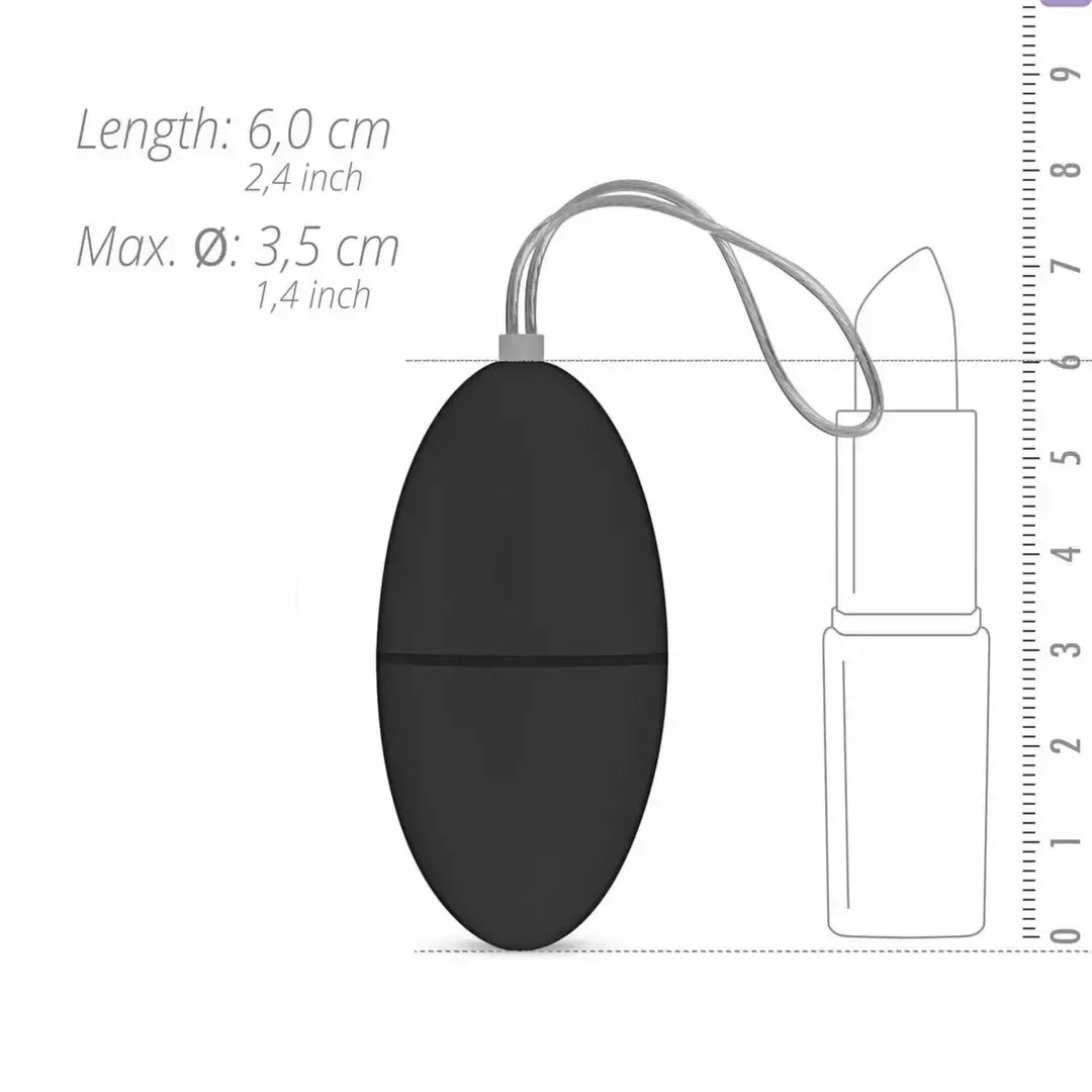 EasyToys nuotoliniu būdu valdomas vibruojantis kiaušinis, juodas – 10 režimų, 20 m veikimo nuotolis