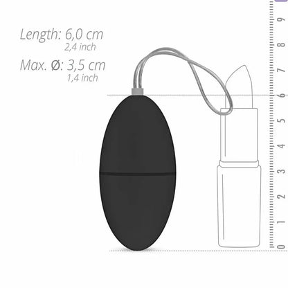 EasyToys nuotoliniu būdu valdomas vibruojantis kiaušinis, juodas – 10 režimų, 20 m veikimo nuotolis