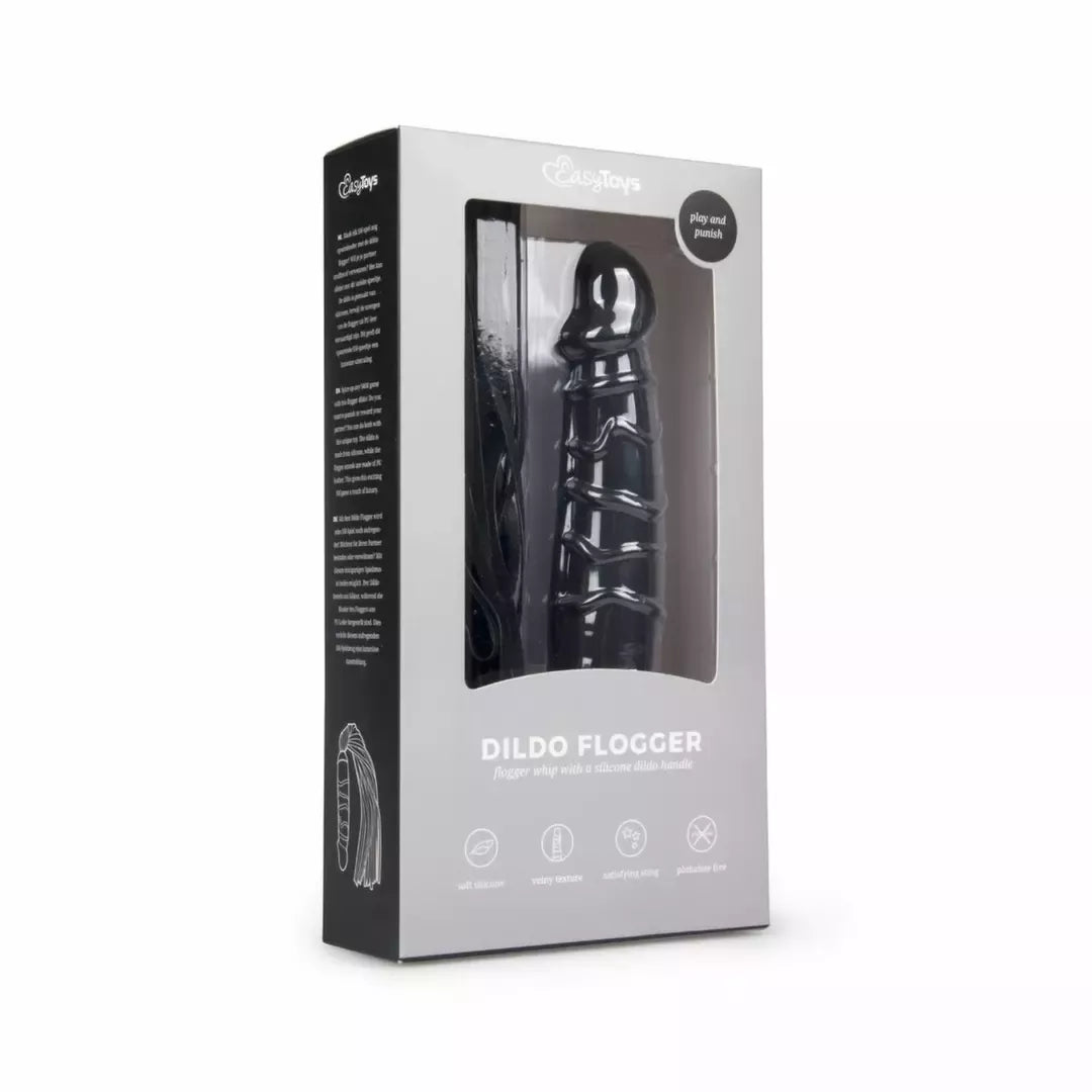 EasyToys silikoninė plakimo priemonė su anatomine rankena, juoda, 37 cm