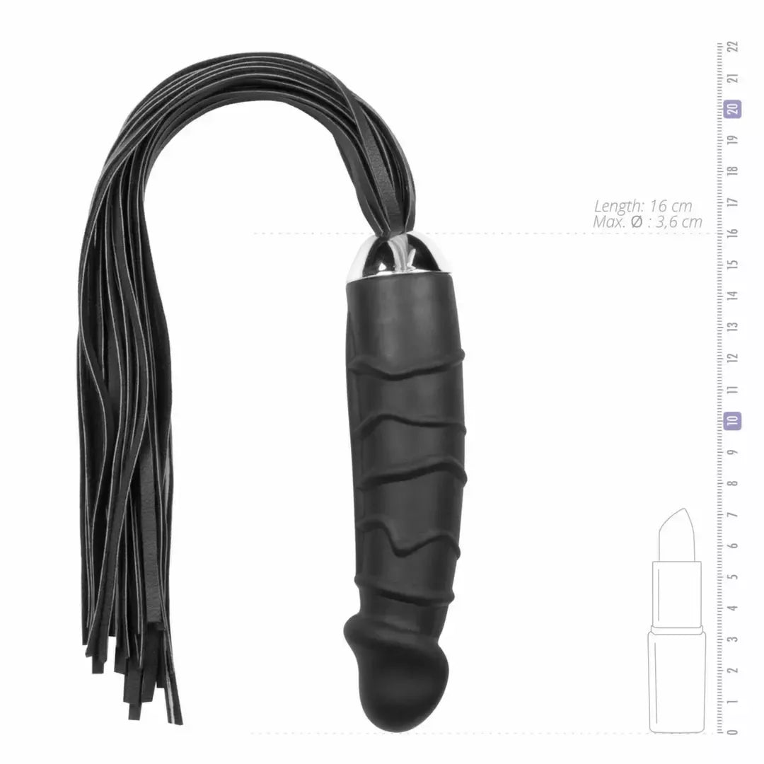 EasyToys silikoninė plakimo priemonė su anatomine rankena, juoda, 37 cm