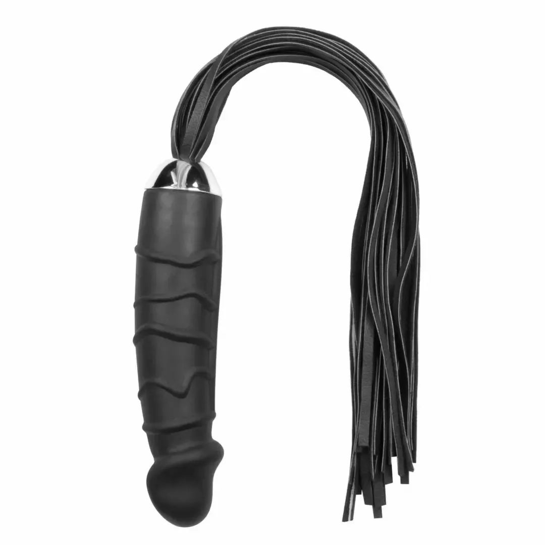 EasyToys silikoninė plakimo priemonė su anatomine rankena, juoda, 37 cm