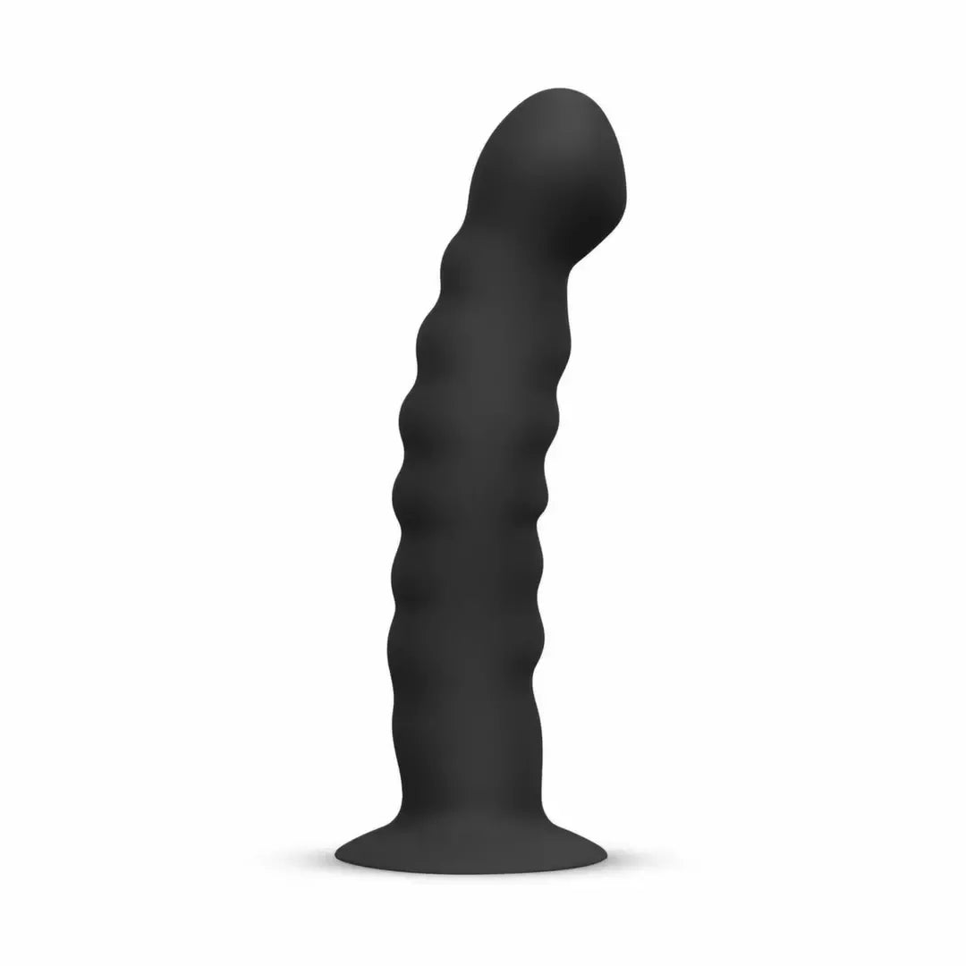EasyToys silikoninė „strap-on“ sistema – reguliuojami diržai ir lenktas modelis, juoda