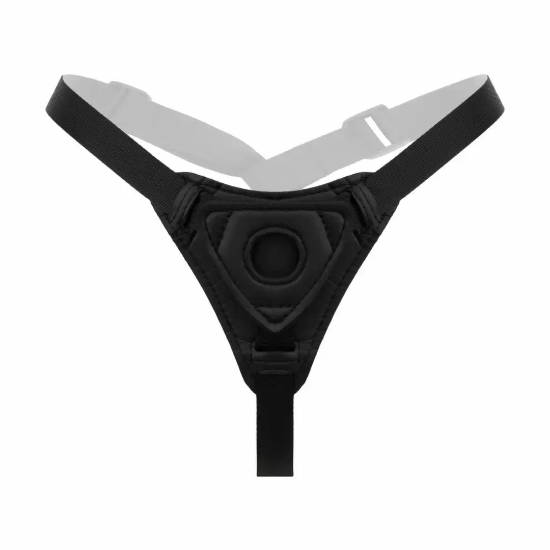 EasyToys silikoninė „strap-on“ sistema – reguliuojami diržai ir lenktas modelis, juoda