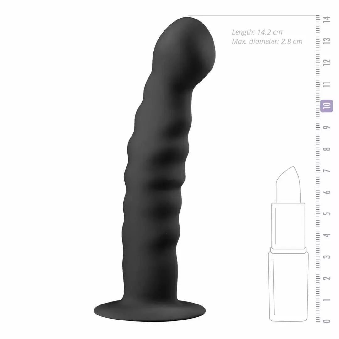 EasyToys silikoninis intymus prietaisas, juodas, su siurbtuku, 18 cm
