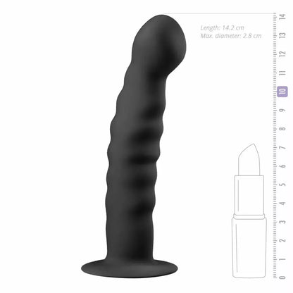 EasyToys silikoninis intymus prietaisas, juodas, su siurbtuku, 18 cm