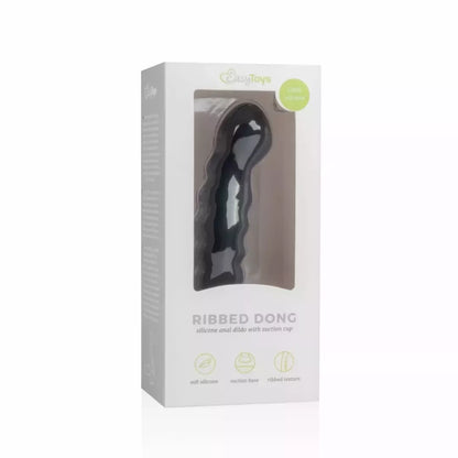 EasyToys silikoninis intymus prietaisas, juodas, su siurbtuku, 18 cm