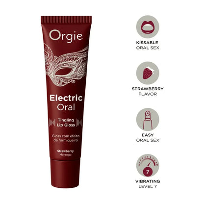 Electric Oral Tingling braškių skonio lūpų blizgis, 10 ml – augalinių ekstraktų formulė