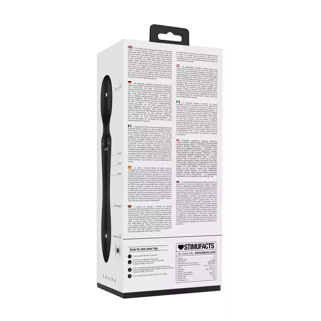 Enora Wand Massager Black – dviejų varikliukų, atsparus vandeniui, 10 režimų