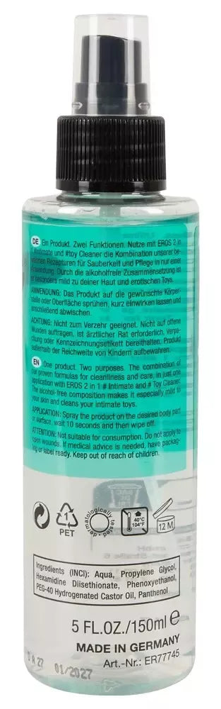 EROS 2in1 Intimate & Toy Cleaner Spray 150ml - švelni formulė be alkoholio