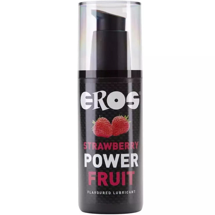 EROS Power Line Lubrikantas su braškių skoniu, 125 ml, vandens ir silikono pagrindo