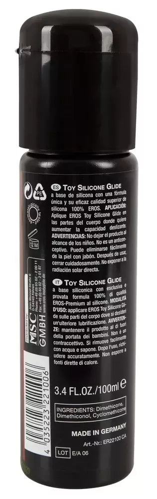 EROS Toy Glide silikonui pritaikytas lubrikantas 100ml bekvapis skaidrus