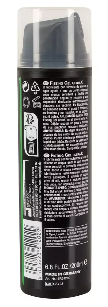 EROS UltraX lubrikanto gelis 200ml silikono ir vandens pagrindo ilgai išliekanti formulė