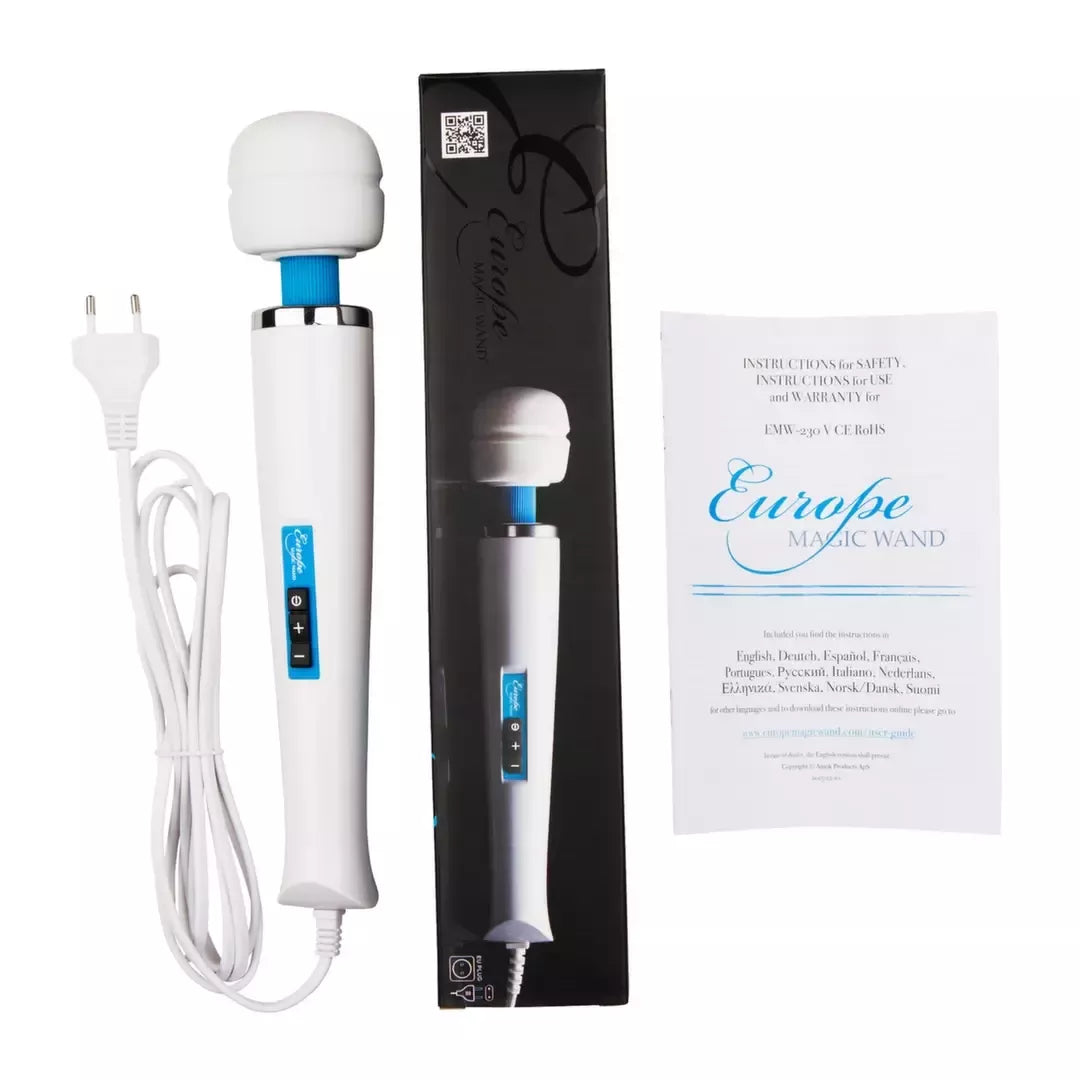 Europe Magic Wand Massager 230V, 6 greičių, silikoninė galvutė, baltas