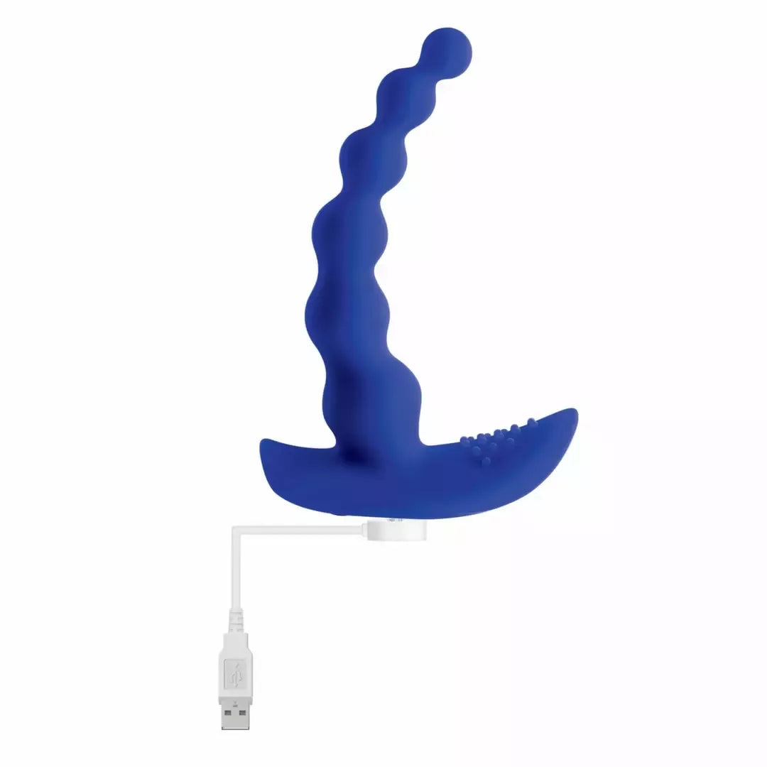 Evolved Beaded Pleasure Blue – 10 greičių silikoninis intymus žaislas su USB įkrovimu