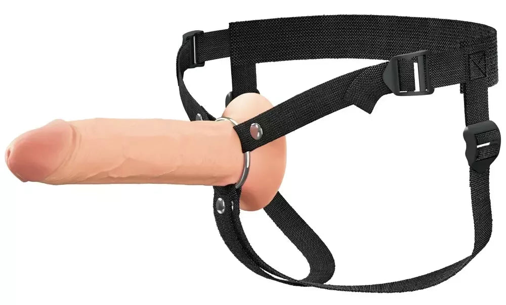 FANTASY X-TENSIONS Elite FXTE8 tuščiaviduris dirbtinis penis su diržu, silikoninis, 21,6 cm, šviesus