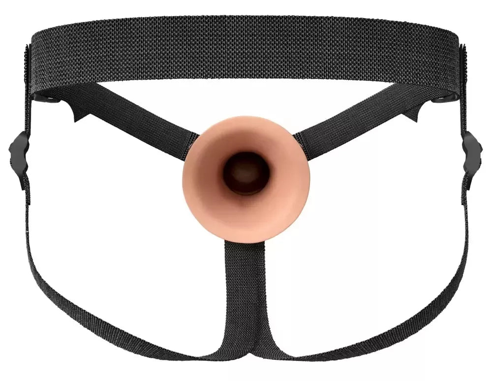 FANTASY X-TENSIONS Elite FXTE8 tuščiaviduris dirbtinis penis su diržu, silikoninis, 21,6 cm, šviesus