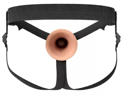 FANTASY X-TENSIONS Elite FXTE8 tuščiaviduris dirbtinis penis su diržu, silikoninis, 21,6 cm, šviesus