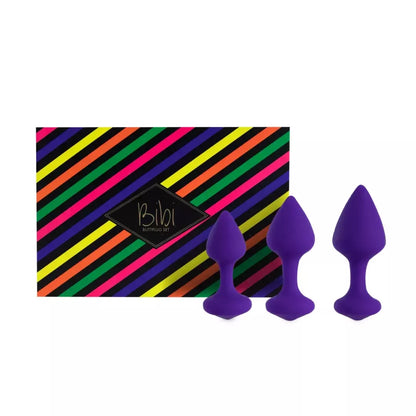 FeelzToys Bibi 3 silikoninių analinių kamščių rinkinys, violetinis
