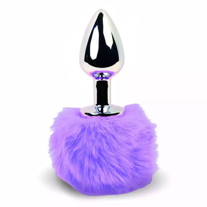 FeelzToys Bunny Tails Plug Purple – metalinis modelis su minkšta uodegėle, vidutinio dydžio