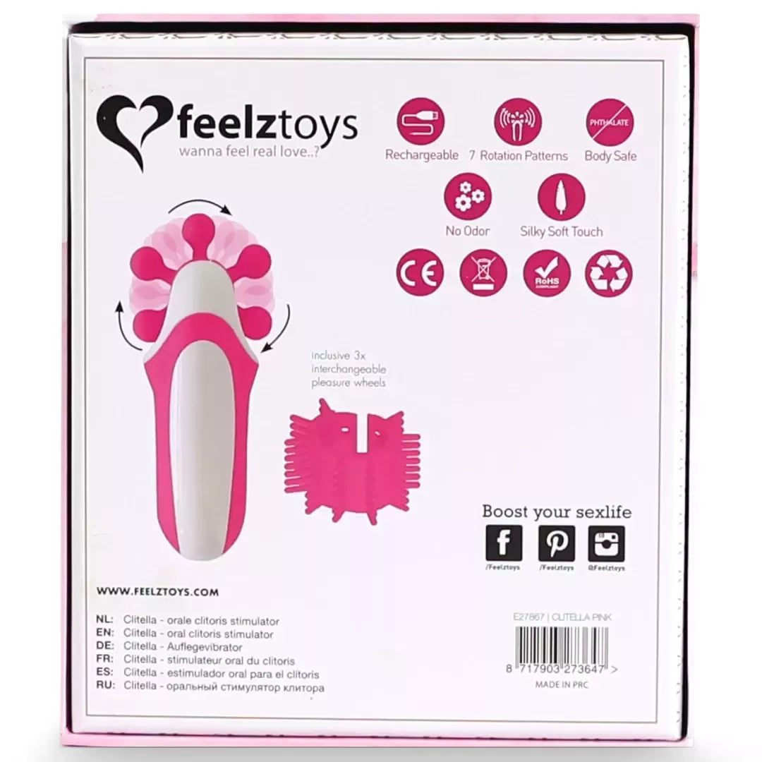 FeelzToys Clitella Pink – Kompaktiškas daugiafunkcis stimuliacinis prietaisas