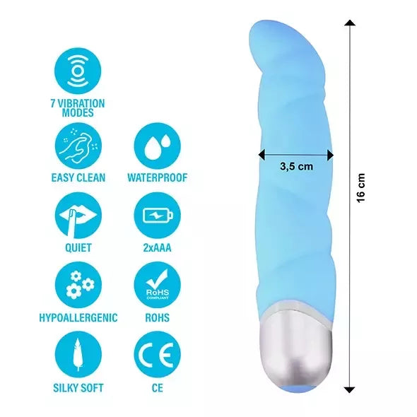 FeelzToys Gino Blue silikoninis vibratorius 16 cm - 7 vibracijos režimai, violetinis