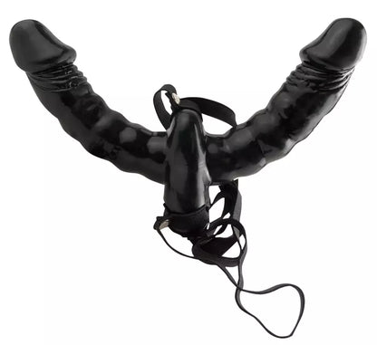 Fetish Fantasy Double Delight vibruojanti strap-on sistema, juoda, 15 cm