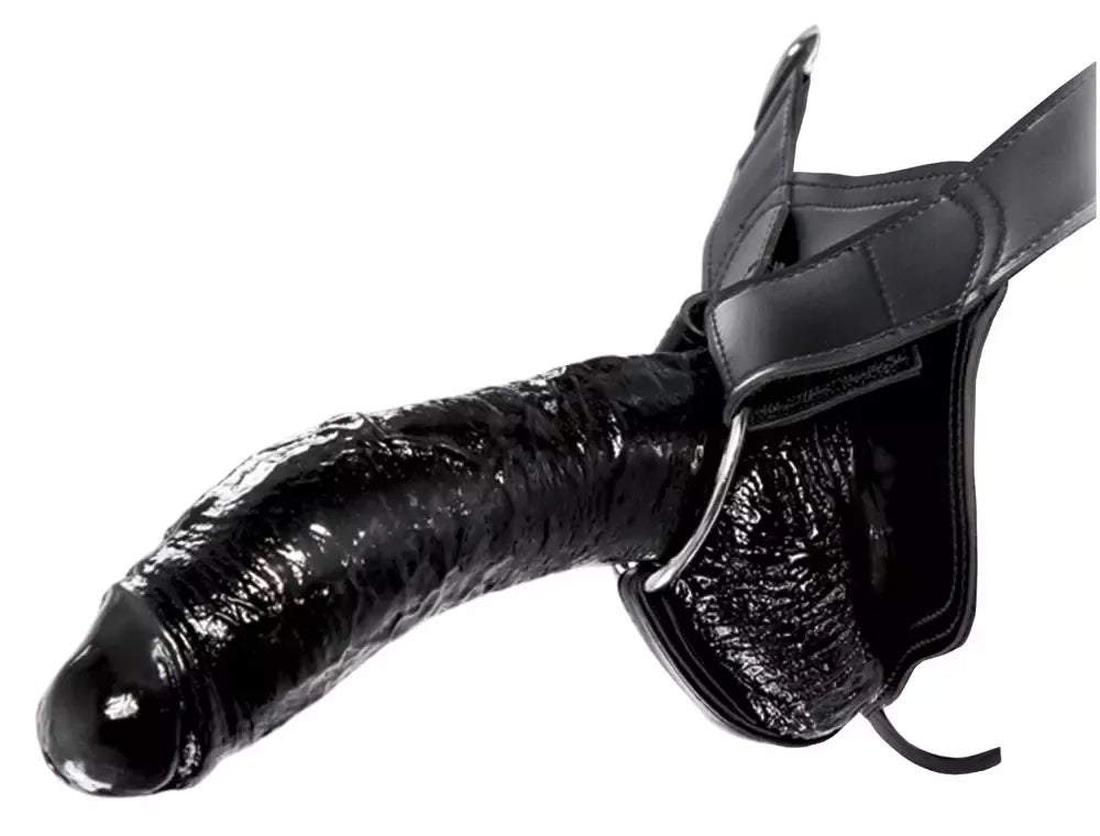 Fetish Fantasy Extreme Hollow reguliuojamas diržas su dildo, 26 cm, juodas