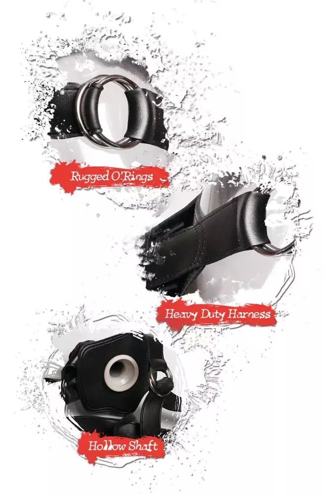 Fetish Fantasy Extreme Hollow reguliuojamas diržas su dildo, 26 cm, juodas
